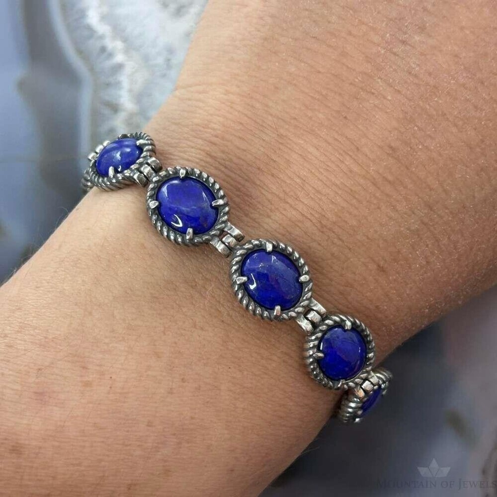 Carolyn Pollack Sterling Lapis & Red Jasper Double Sided Toggle Link Bracelet
